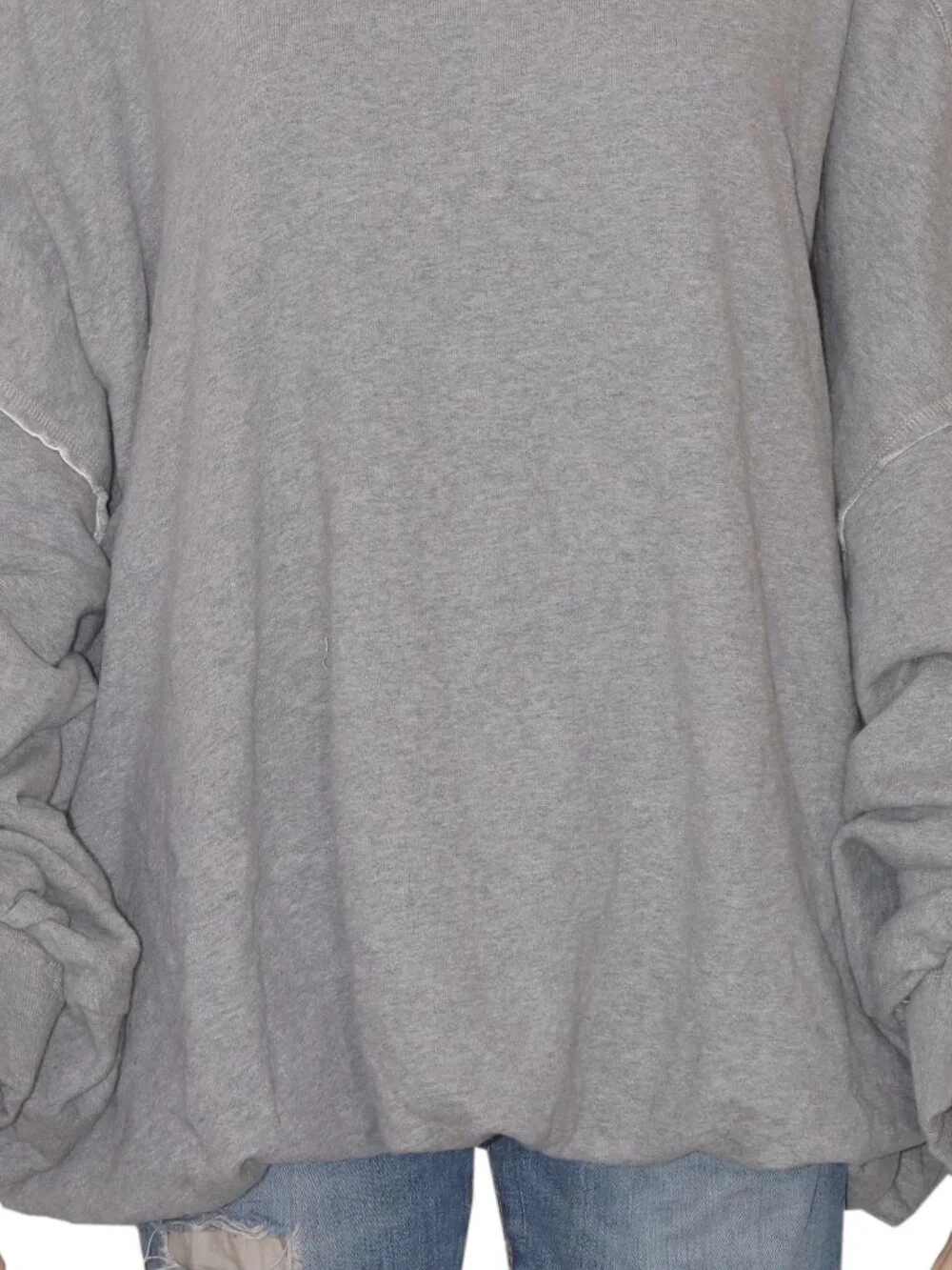 Free People Bubble Up Hoodie Dropped Shoulder Long Sleeve Grey Pullover Top XL